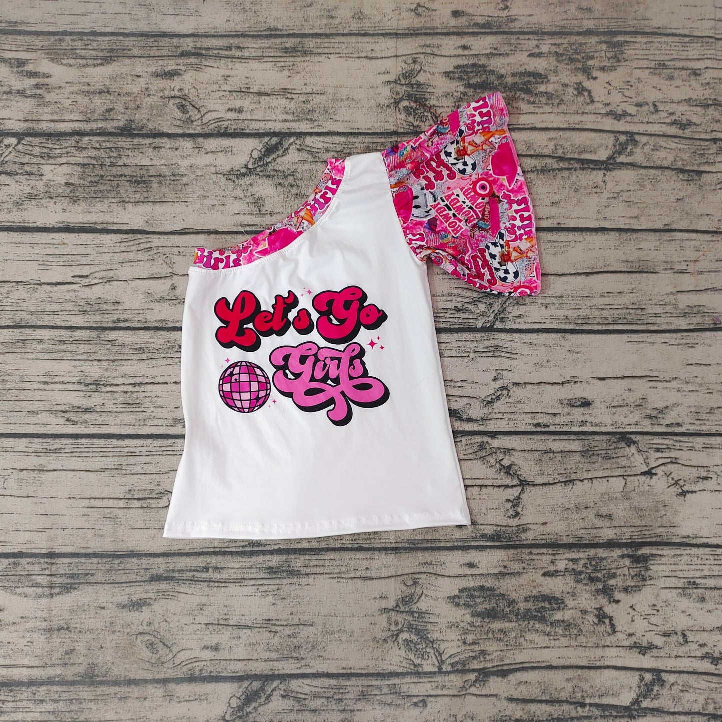 Baby Girls Let's Go Western One Shoulder Shirts Tops