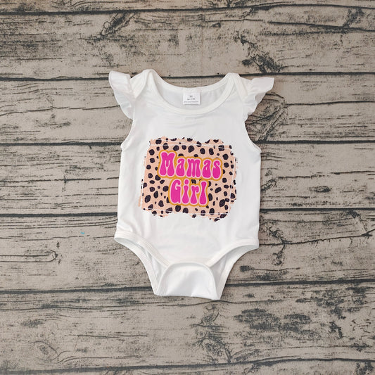 Baby Infant Flutter Sleeve Mama's Girl Leopard Rompers