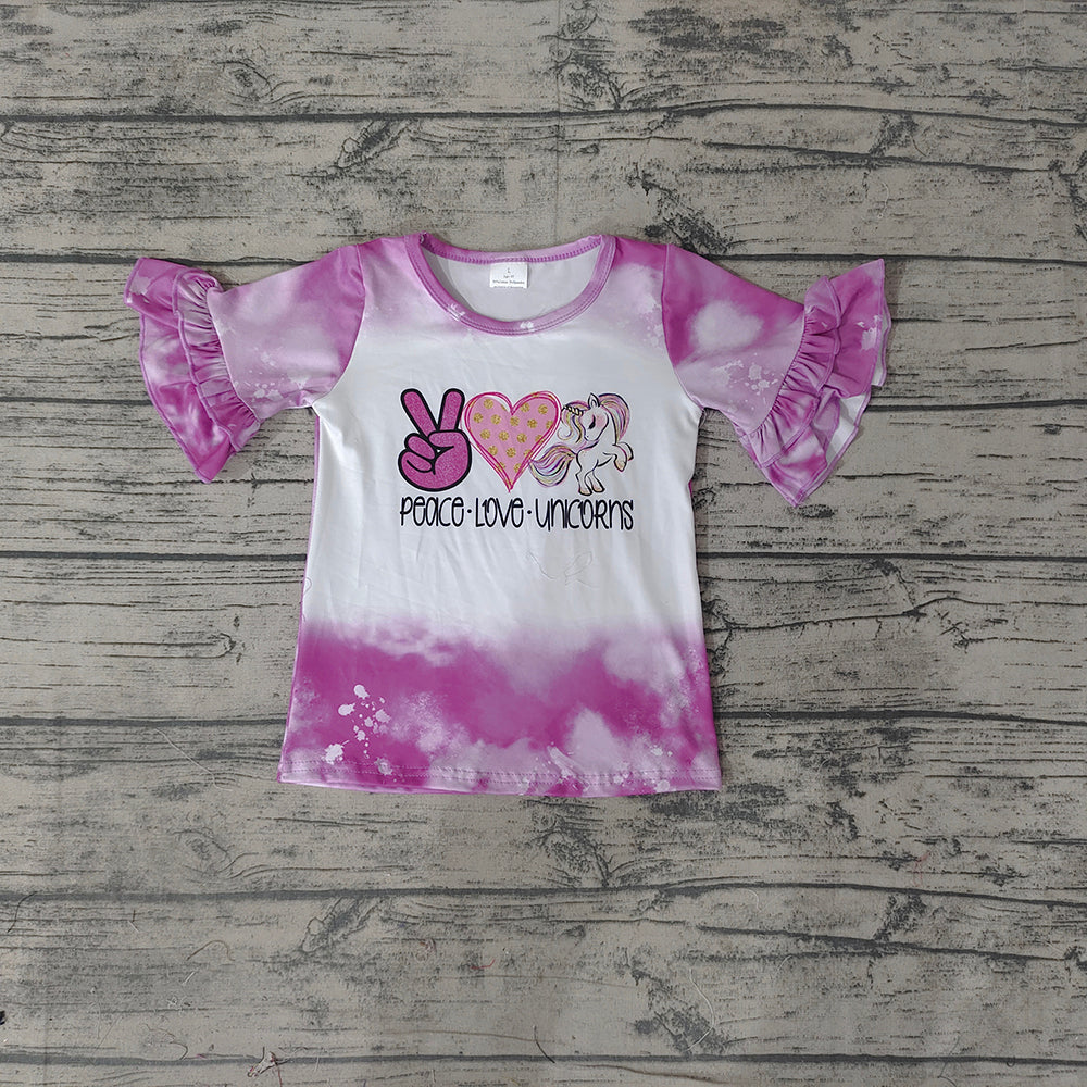 Baby Girls Short Sleeve Unicorn Purple Shirts Tops