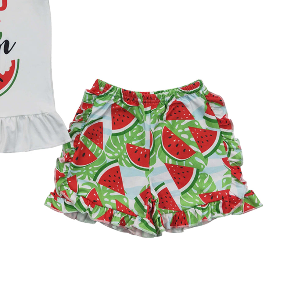 Baby Girls One in Melon Summer Ruffle Shorts Clothes Sets