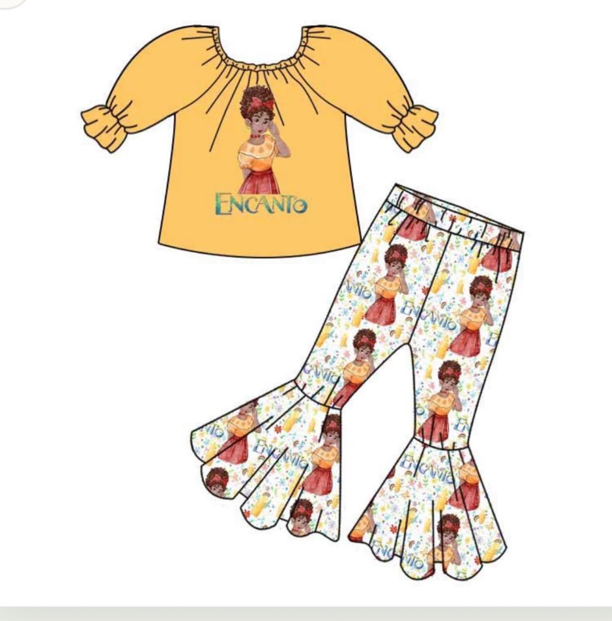 baby girls cartoon magic yellow bell pants sets preorder