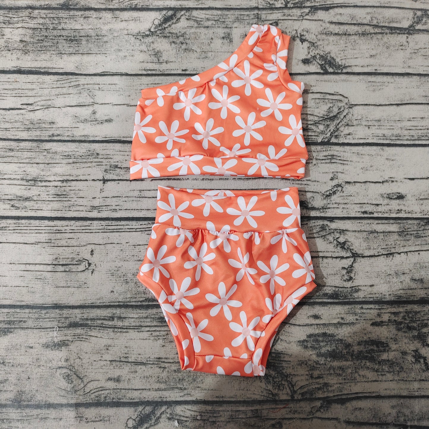 Baby Girls Orange Flowers Summer Bummie Sets