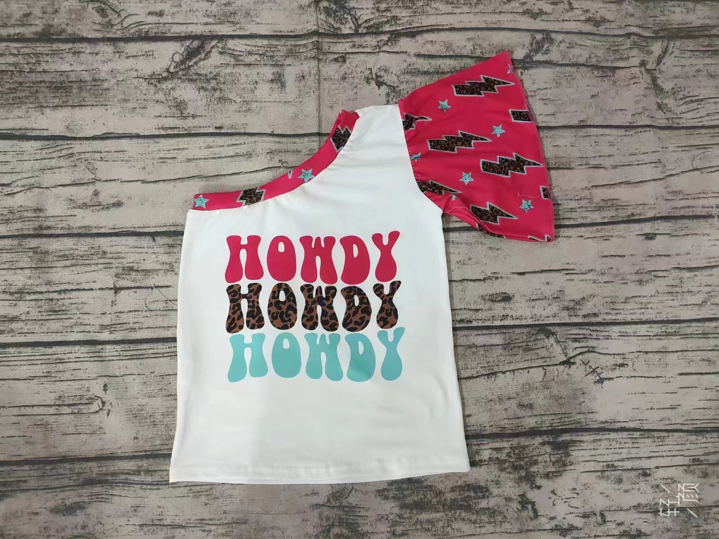 Baby Girls Howdy Western One Shoulder Shirts Tops