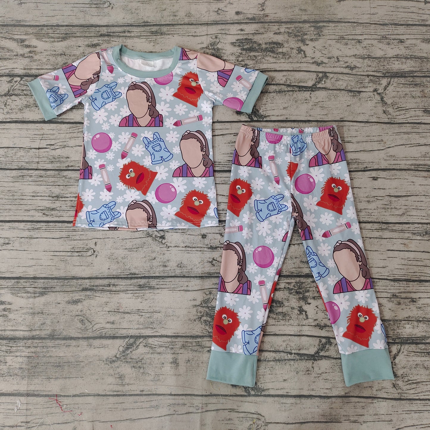 Baby Kids Cartoon Blue Pajamas clothes Sets