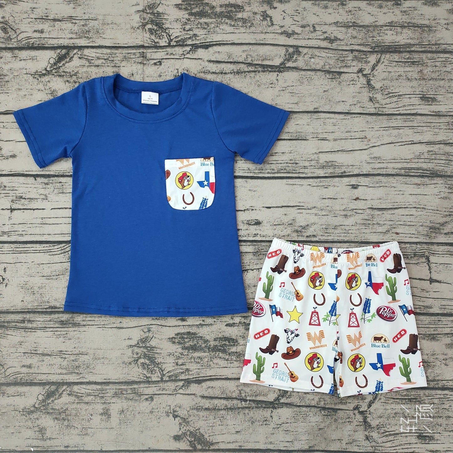Baby Boys Western Texas Pocket Tee Shirts shorts sets