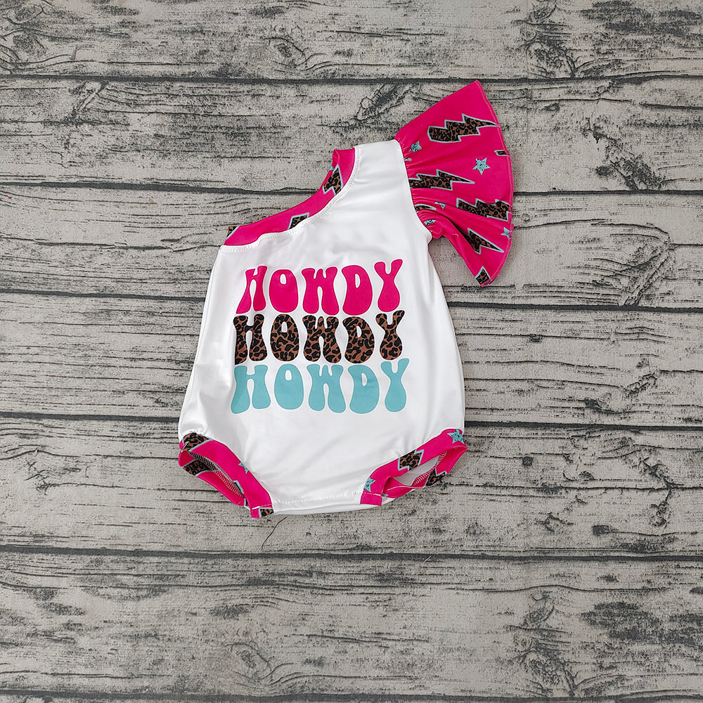 Baby Girls Western Howdy One Shoulder Rompers
