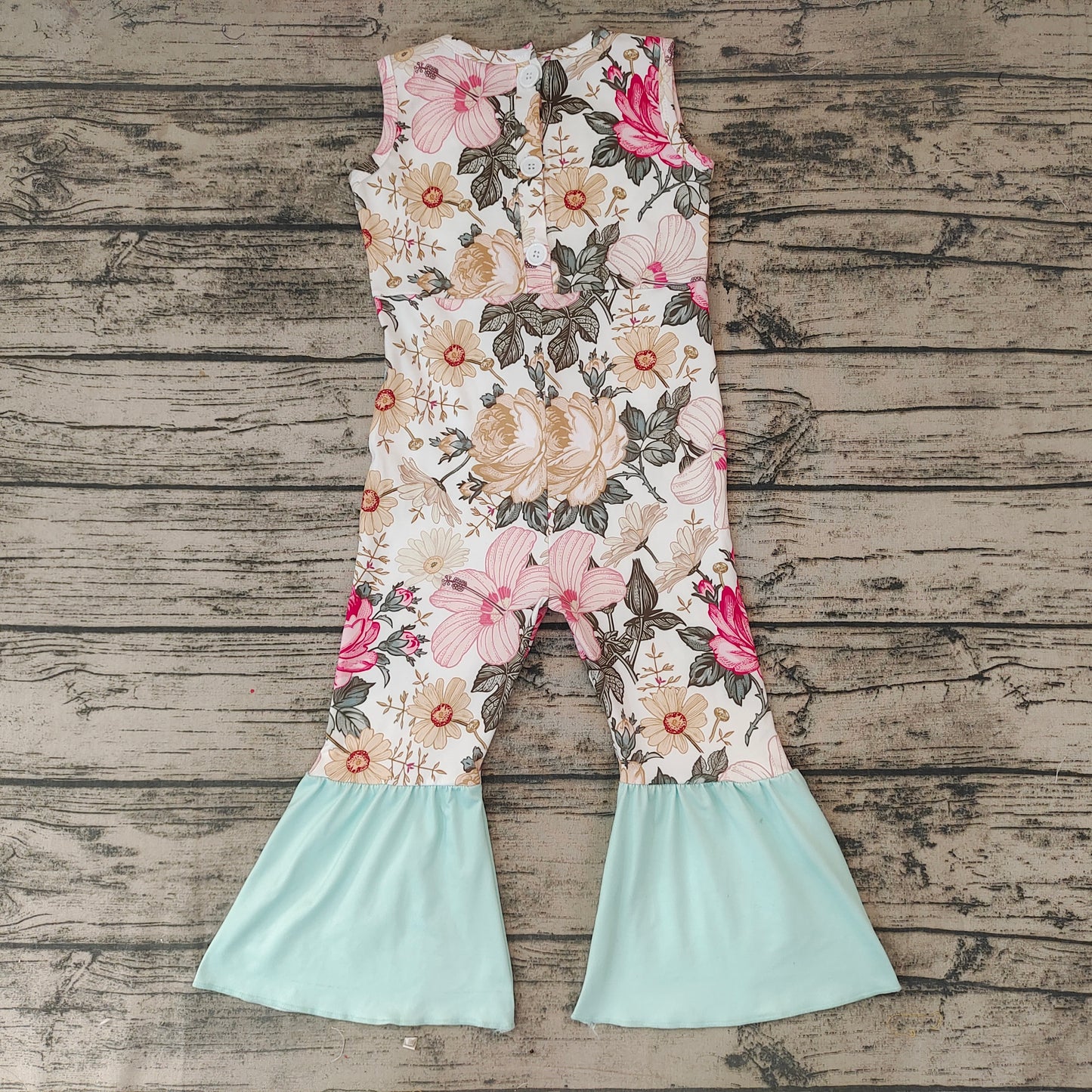 Baby Girls Flowers Bell Bottom Jumpsuits
