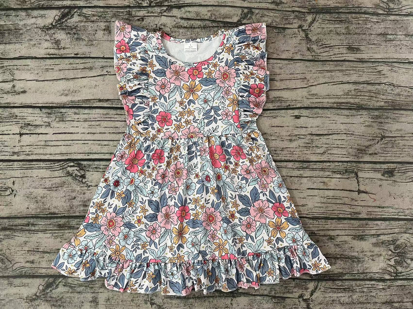 Baby Girls Navy Floral Ruffle Knee Length Dresses