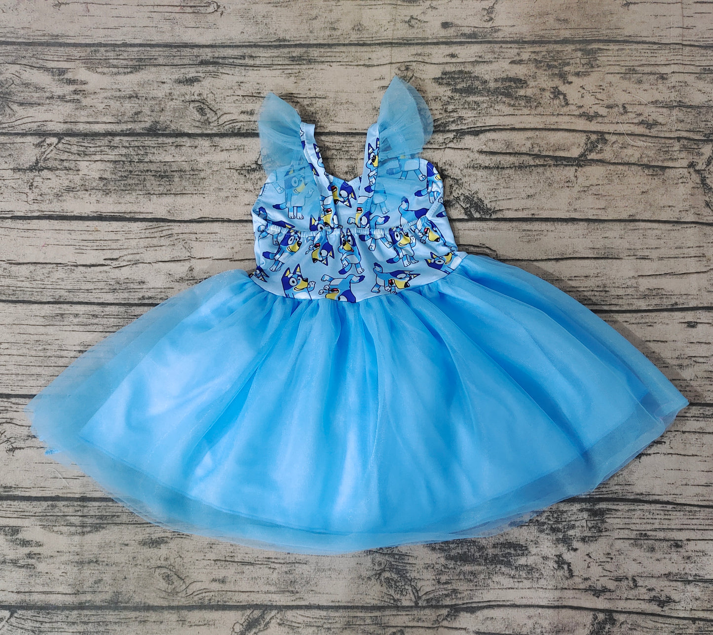 Baby Girls Blue Dog Tutu Knee Length Dresses