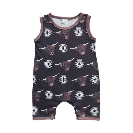 Baby Infant Longhorn Summer Western Rompers
