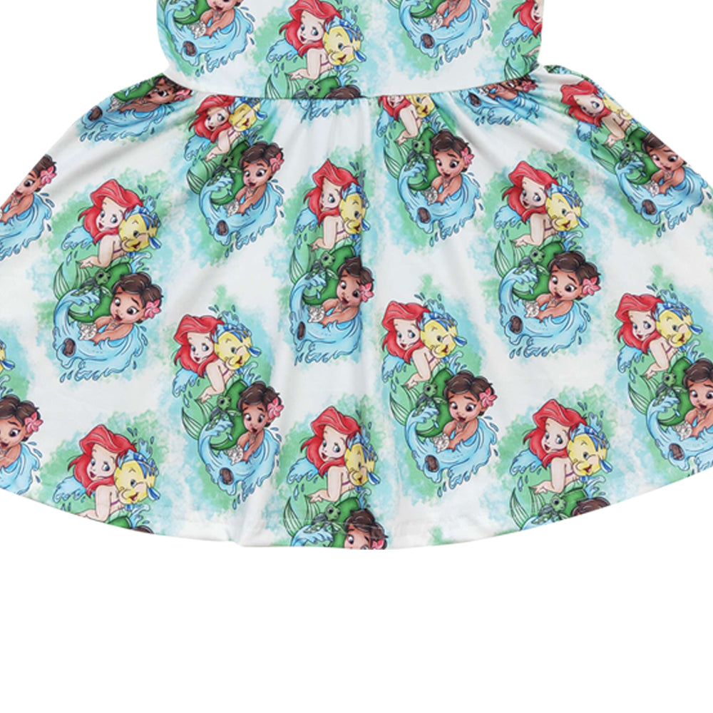 Baby Girls Mermaid Flutter Sleeve Twirl Knee Kength Dresses