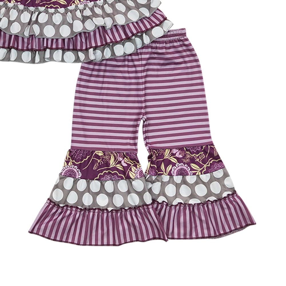 Baby Girls purple bell pants tunic flower clothes sets