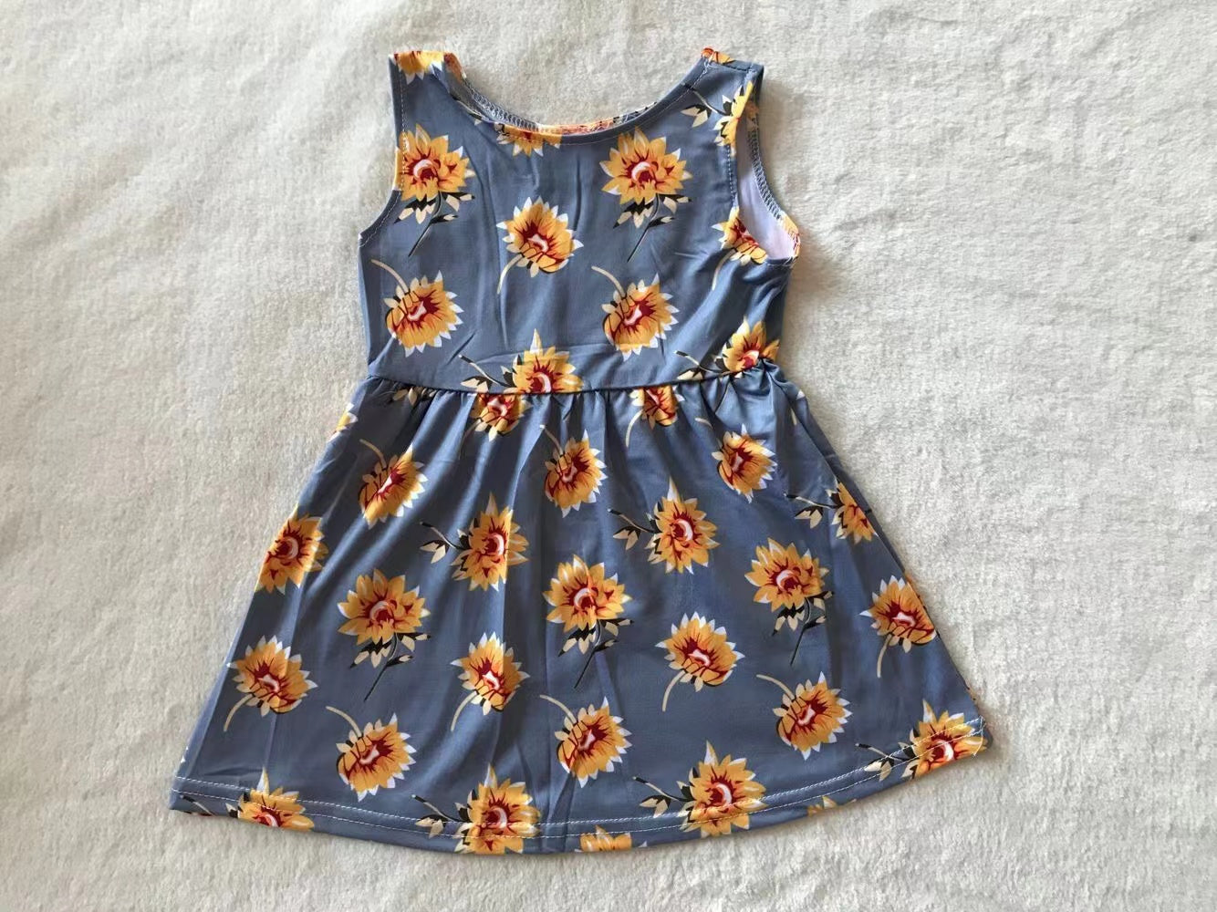 Grey flower floral baby girls dresses