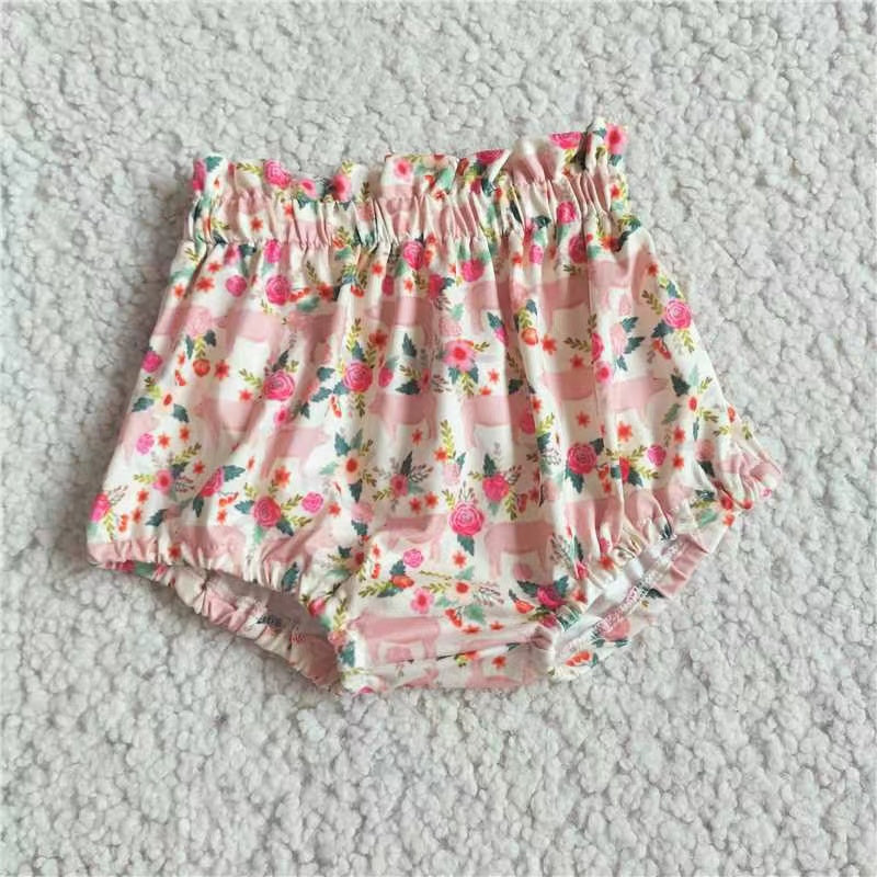 Baby Girls pink flower bummies bloomers