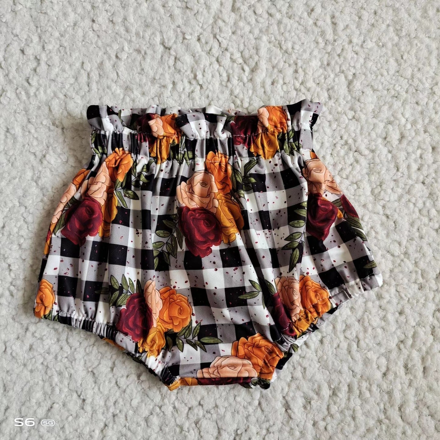 Baby Girls pumpkin plaid floral bummie bloomers
