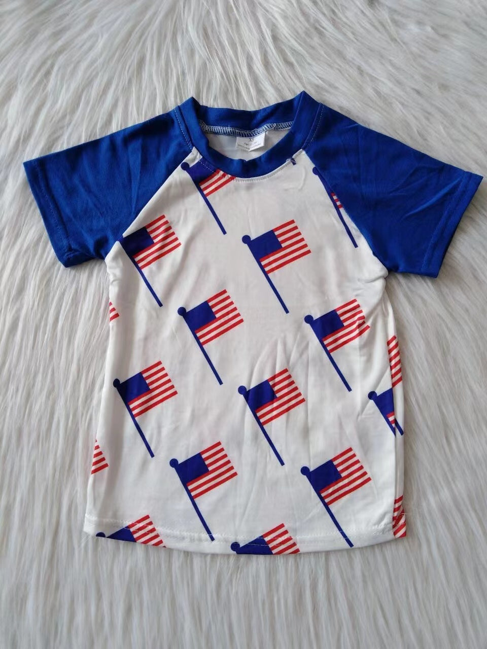 Baby boys fourth of july flag short sleeve shirts