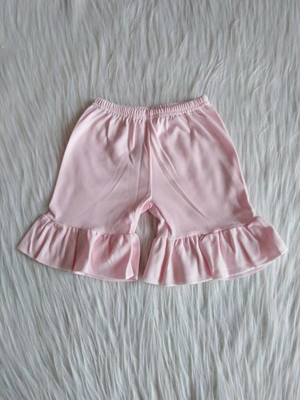 Baby girls pink cotton ruffle summer shorts