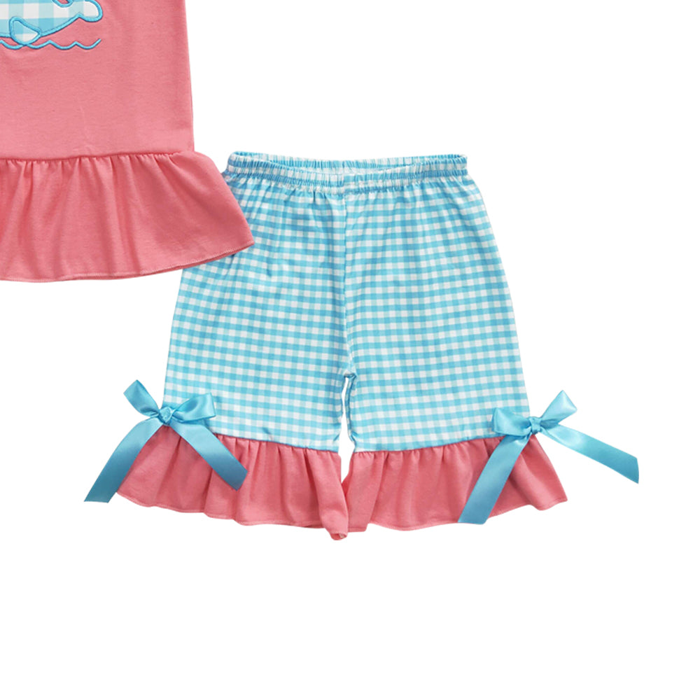 Baby Girls Whale Ruffle Summer Shorts Sets