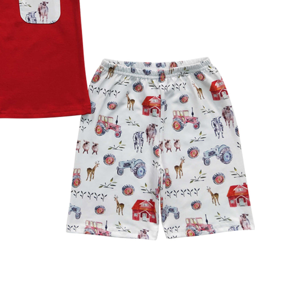 Baby Boys Red Farm Pockets Shorts Sets