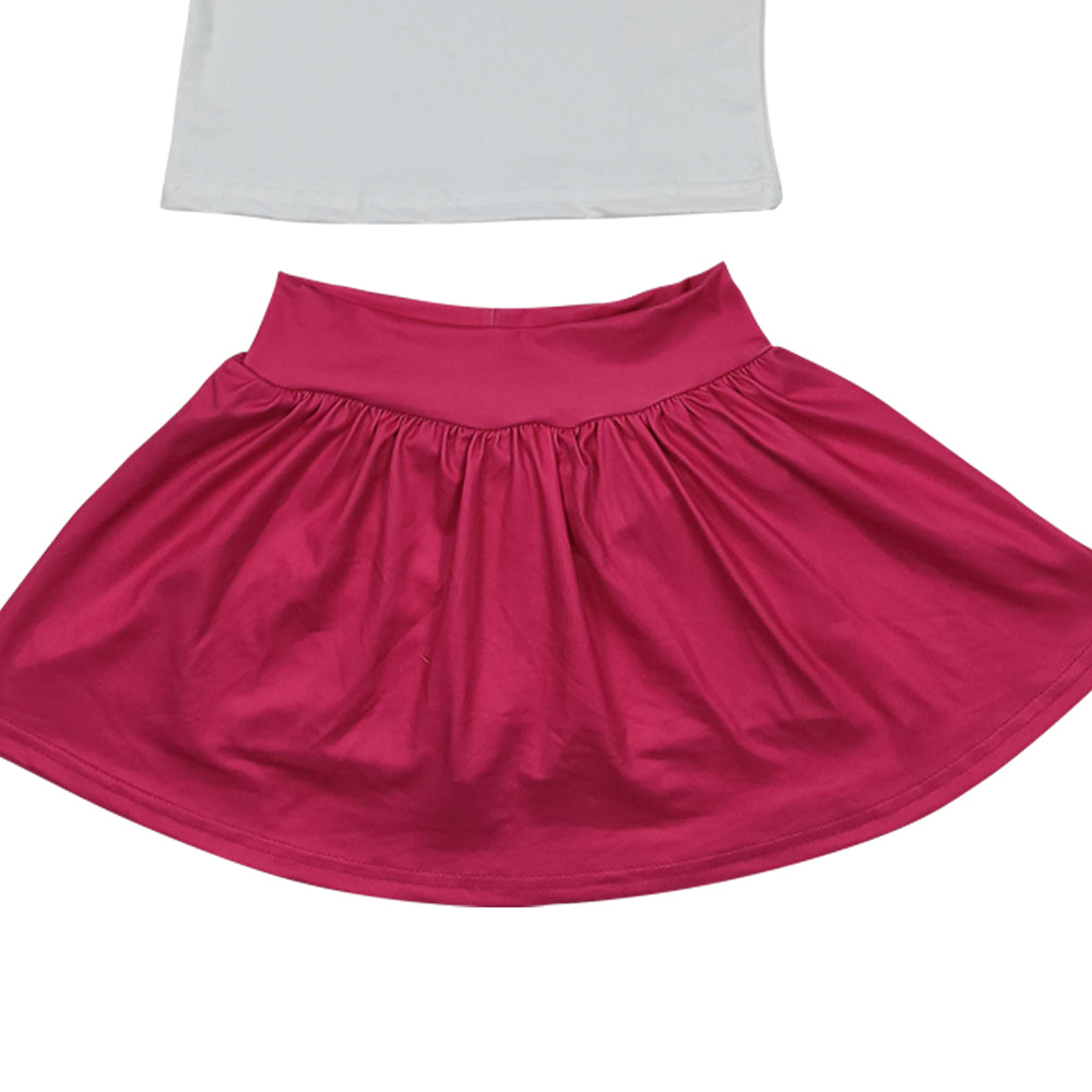 Baby Girls Doll White Shirts Hotpink Skirts sets