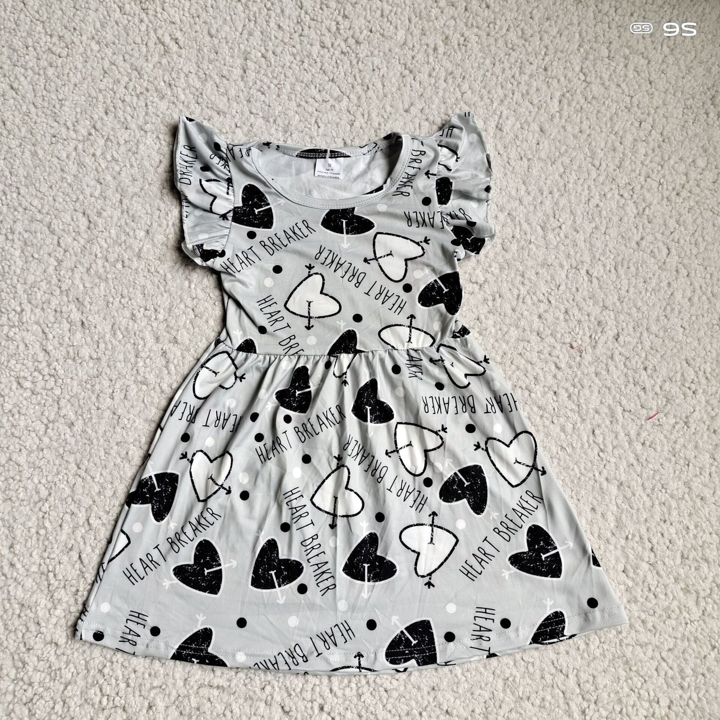 Baby girls grey heart pearl dresses