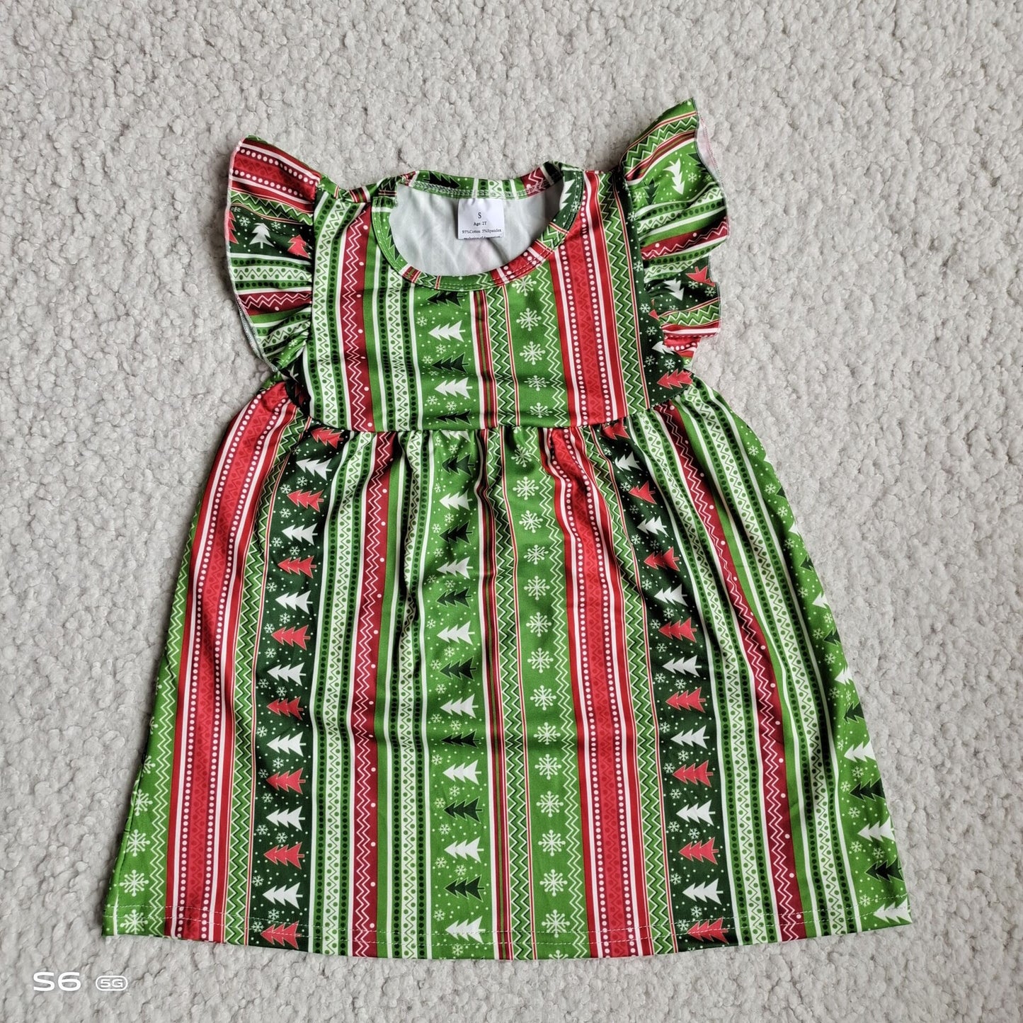 Baby girls Christmas stripe pearl dresses