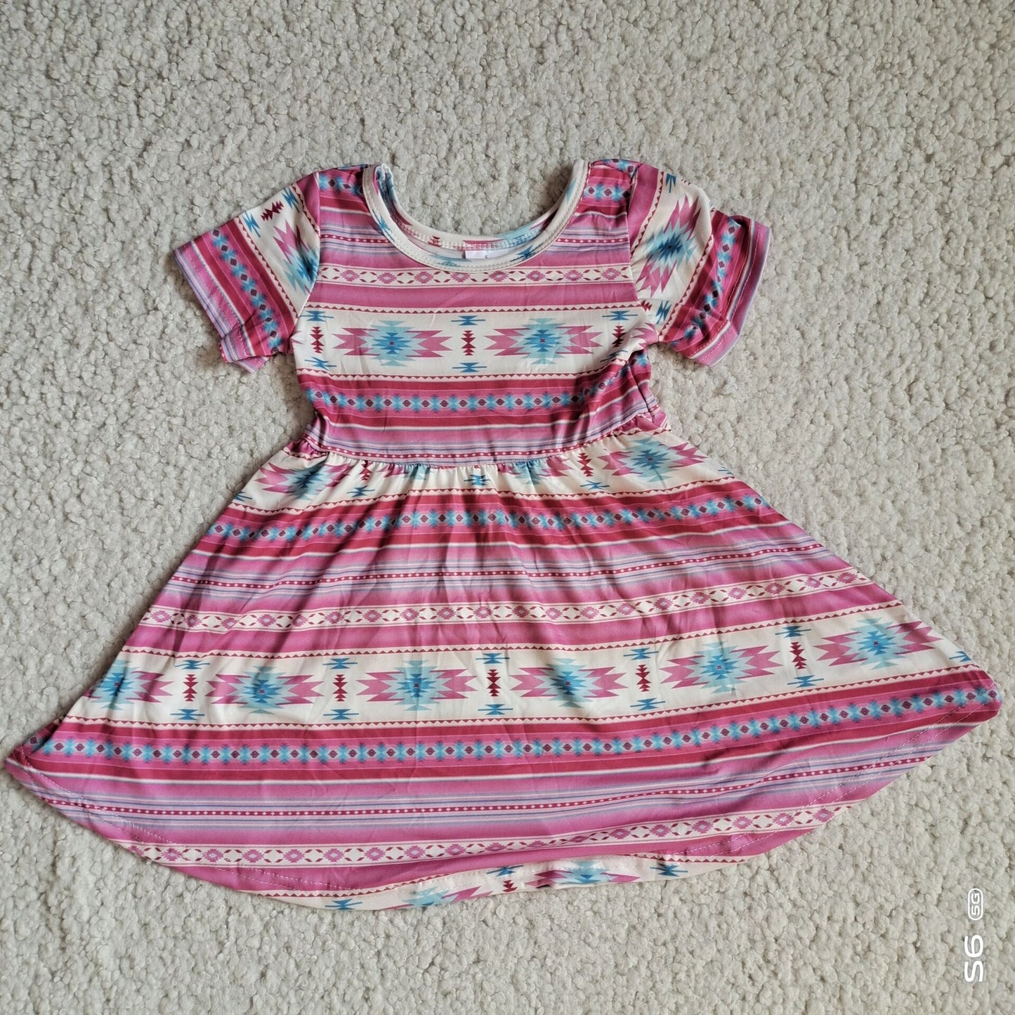 Baby girls pink aztec pearl dresses