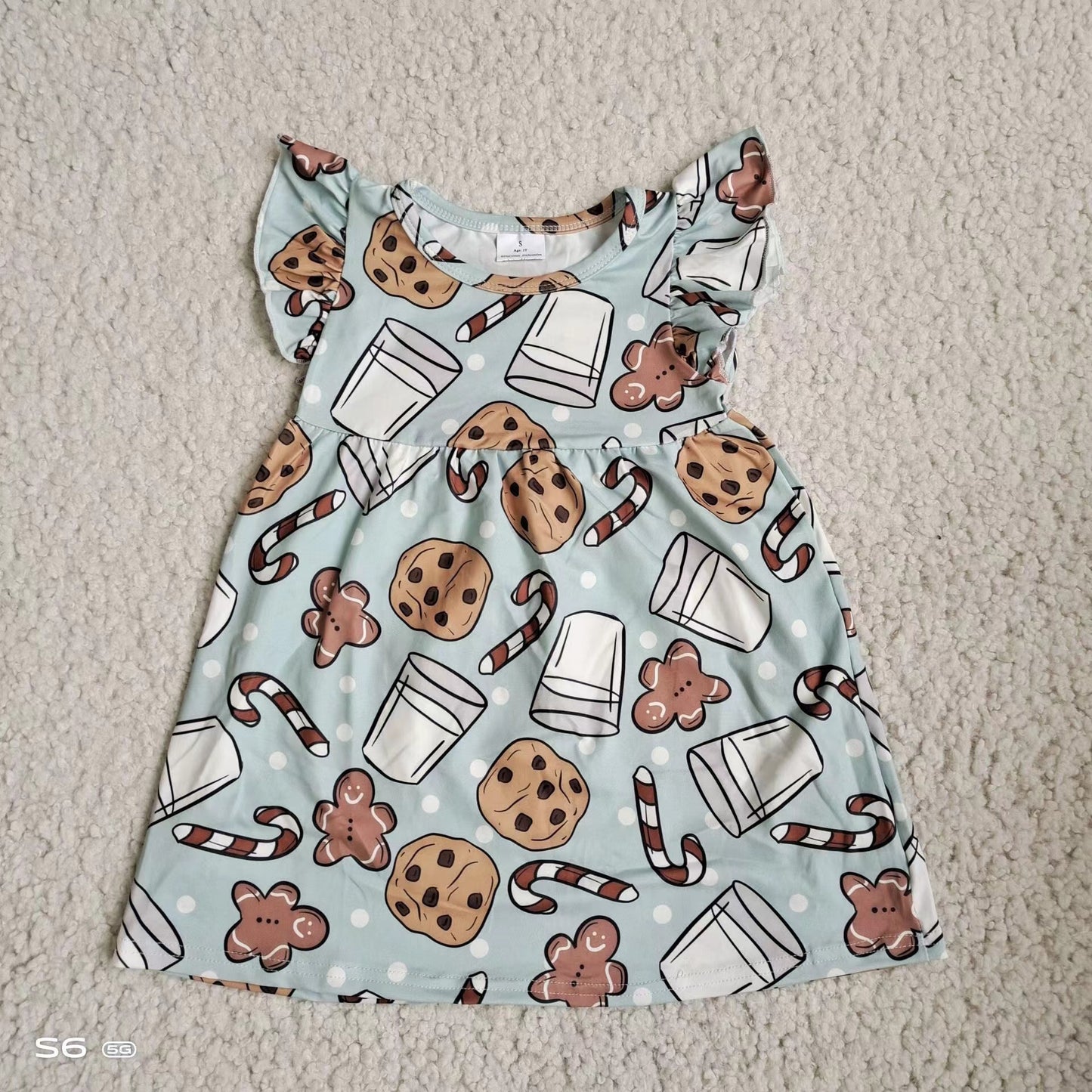 Baby girls Christmas blue biscuits pearl dresses