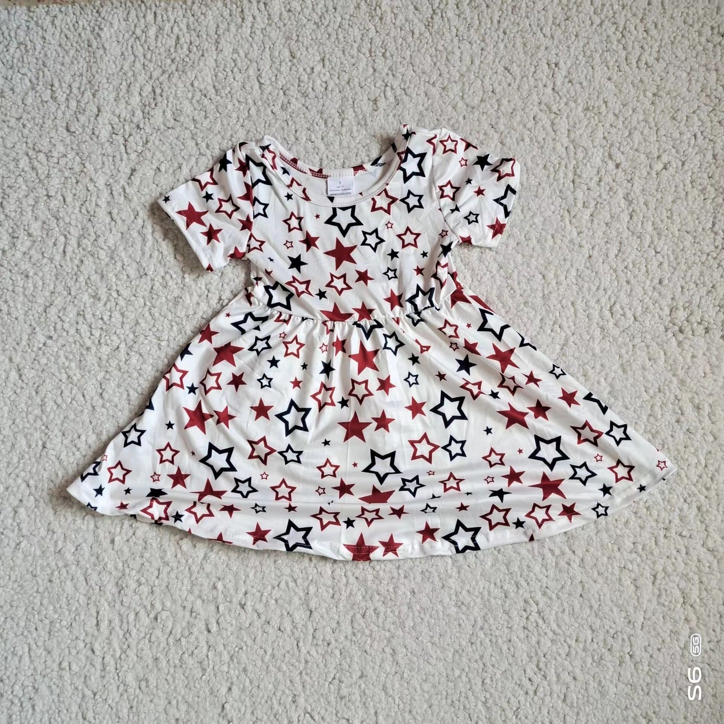 Baby girls white red star twirl dresses