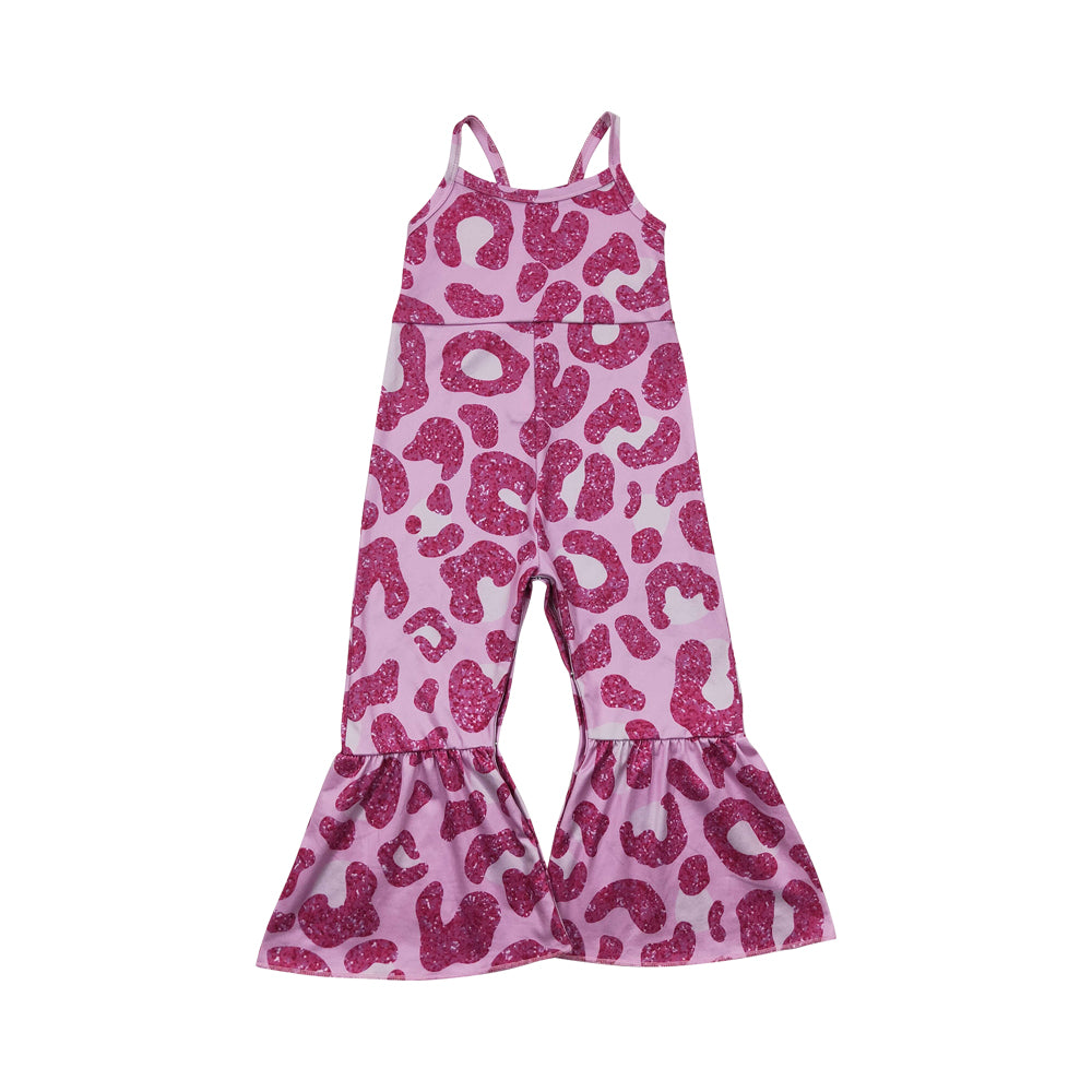 Baby Girls Hotpink Leopard Strap Jumpsuits