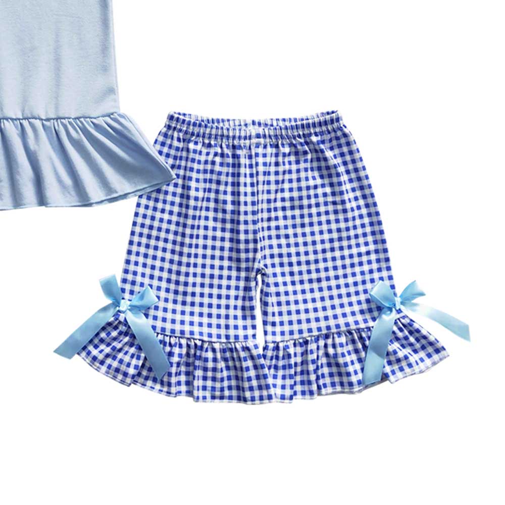 Baby Girls 4th Of July Dog Ruffle shorts Clothes Sets