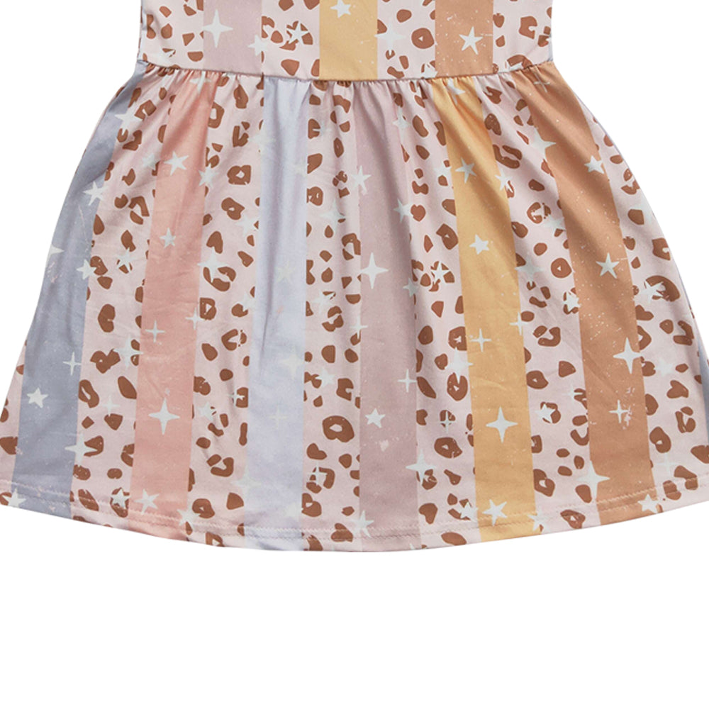 Baby Girls Pink Leopard Short Sleeve Knee Length Sresses