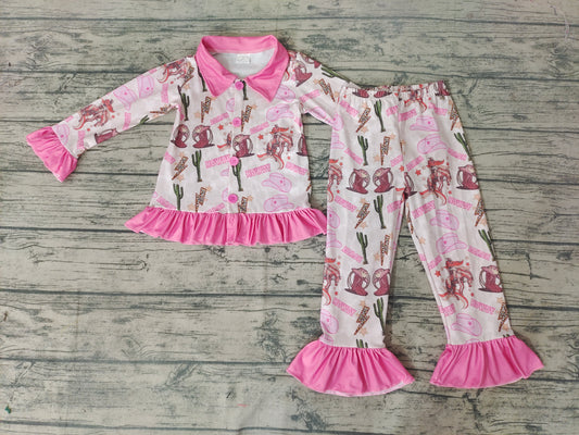 Baby girls Western Howdy Pajamas ruffle pants sets
