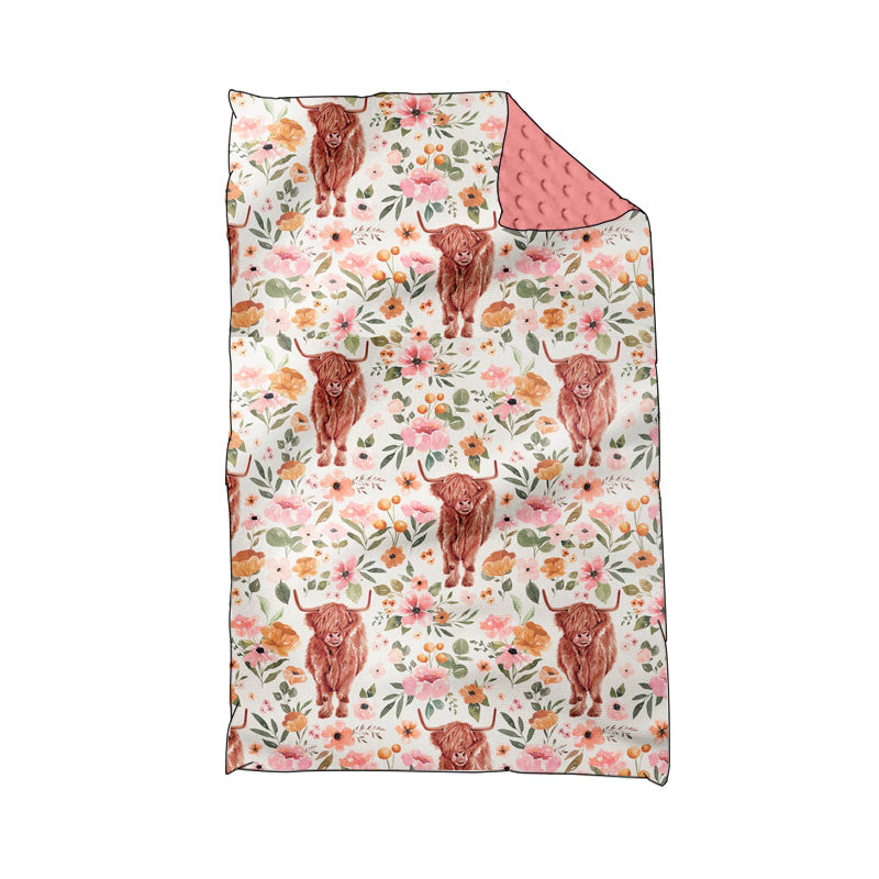 Baby Girls pink cow western blankets