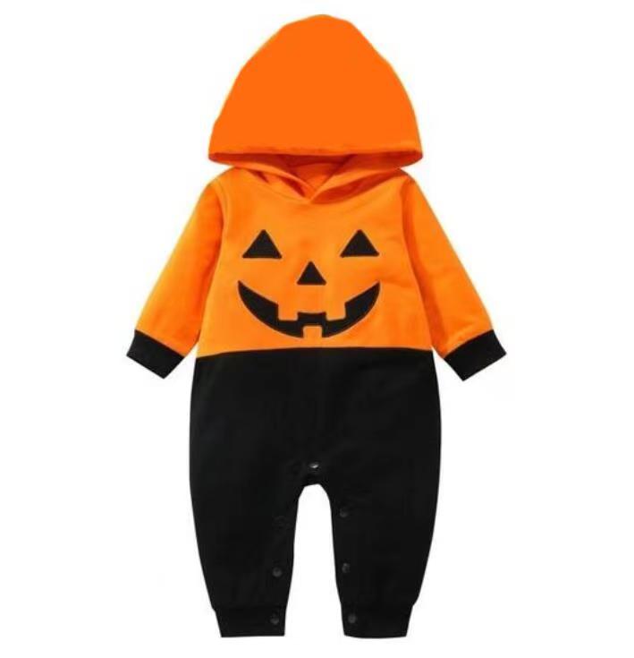 Baby boys Halloween face hoodie rompers