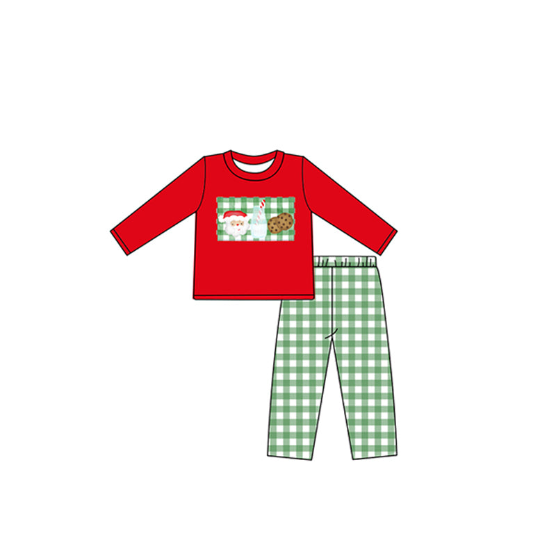 Baby boys Christmas santa milk plaid pants sets