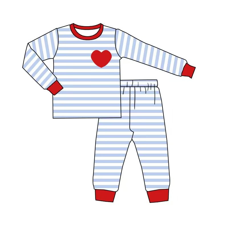 Baby Boys Valentines Heart Stripe Pajamas clothes sets