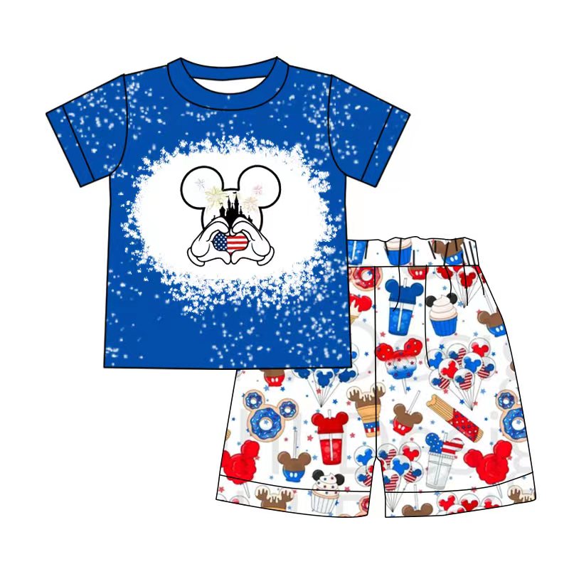 Baby boys 4th of July castle ruffle shorts