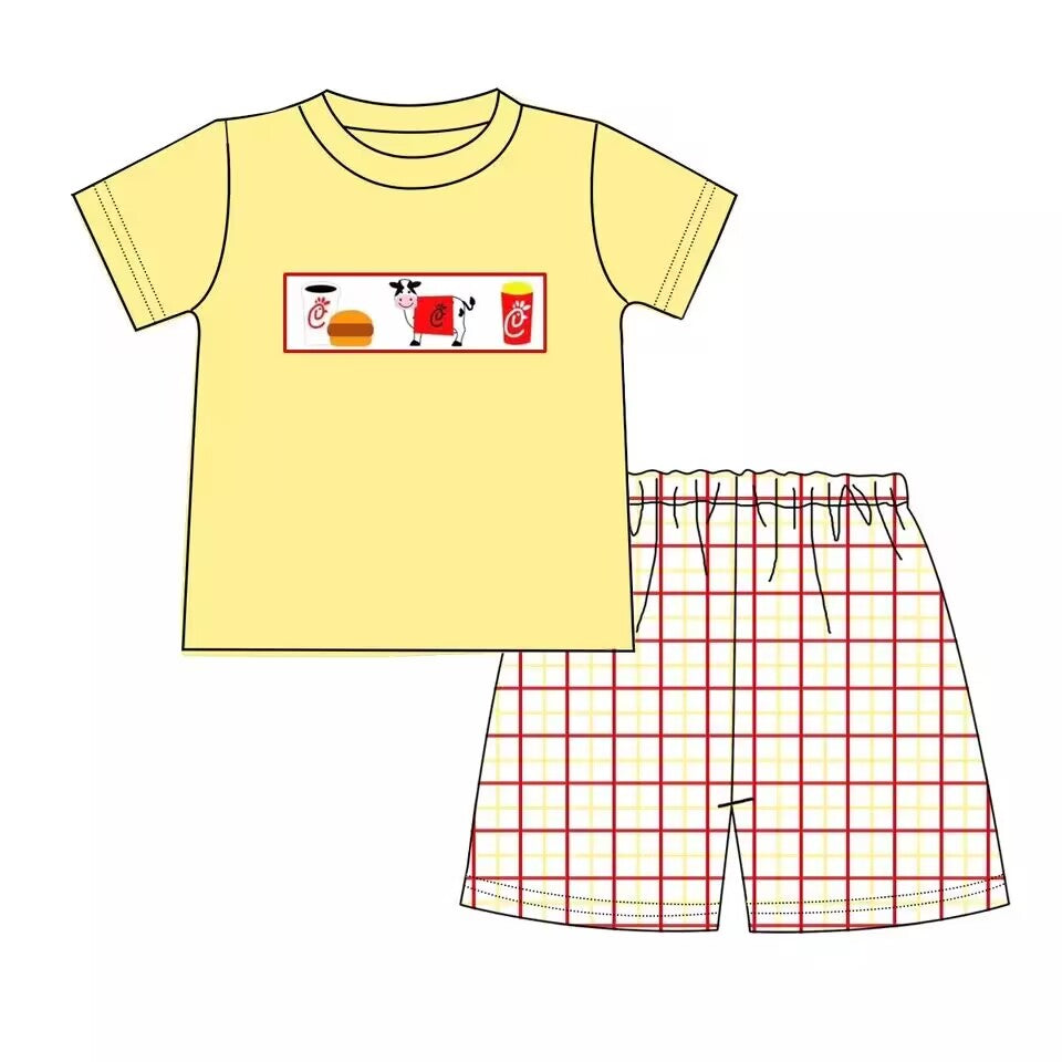 Baby Boys Summer Milk Cow Fries shorts sets