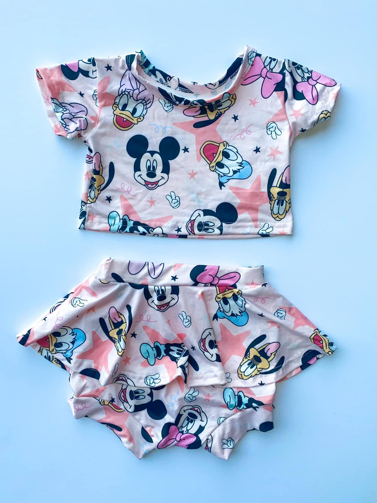 Baby girls cartoon skirt bummie sets