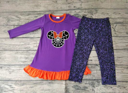 Baby girls spider Halloween legging pant sets 2