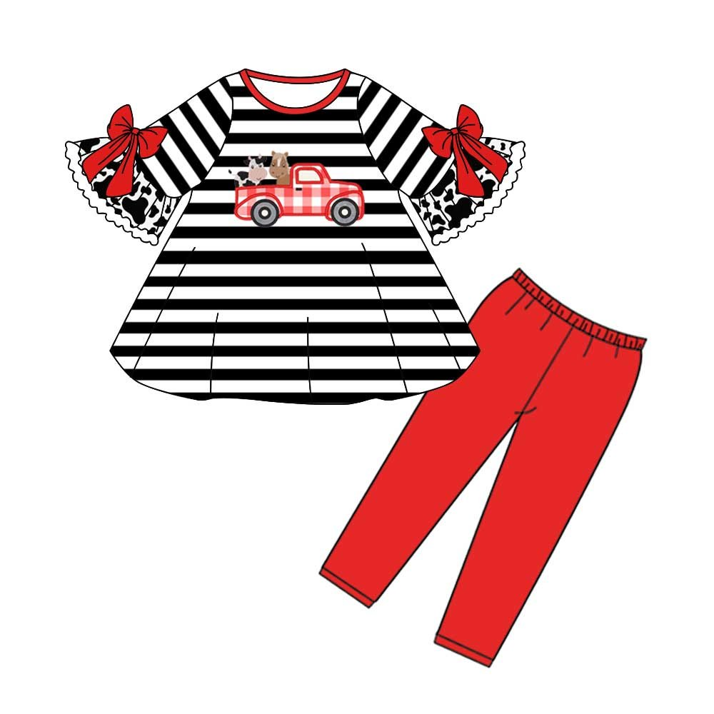 Baby girls farm tractor animal legging tunic sets