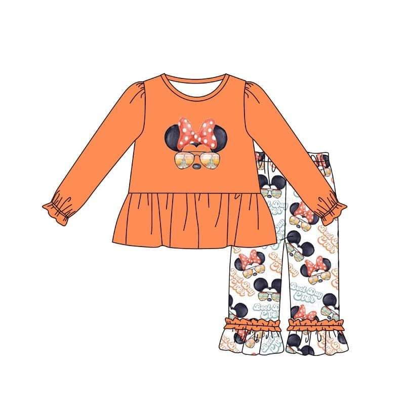 Baby girls Orange mouse ruffle pants clothes sets