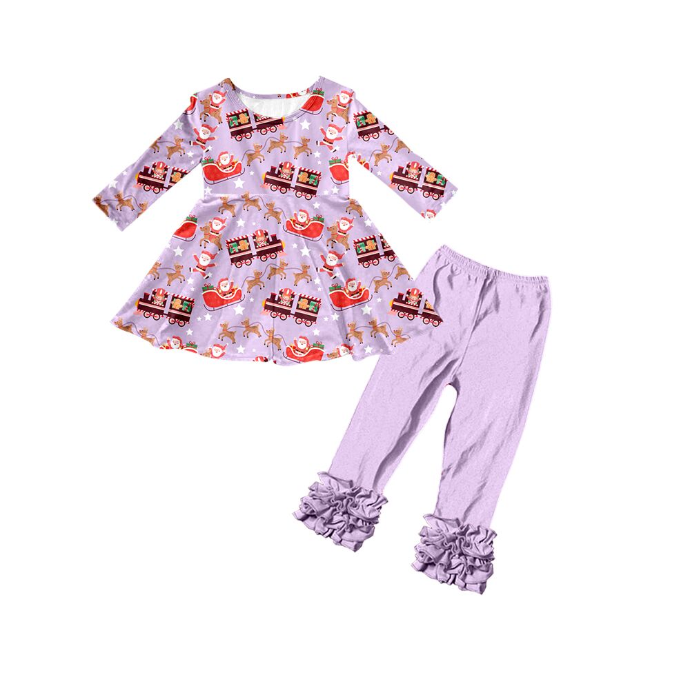 Baby girls purple santa pants clothes sets