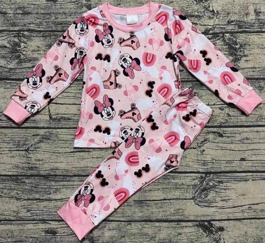 Baby Girls Cartoon Pink Pajamas Clothes Sets