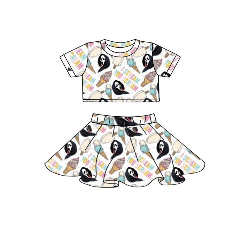 I scream you scream Baby girls Halloween skirt sets