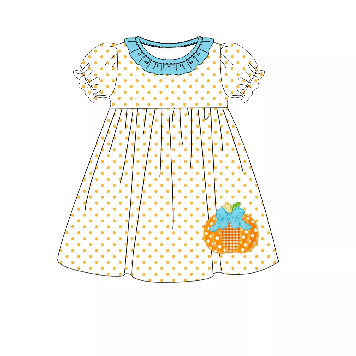 Baby girls polka dots pumpkin dresses