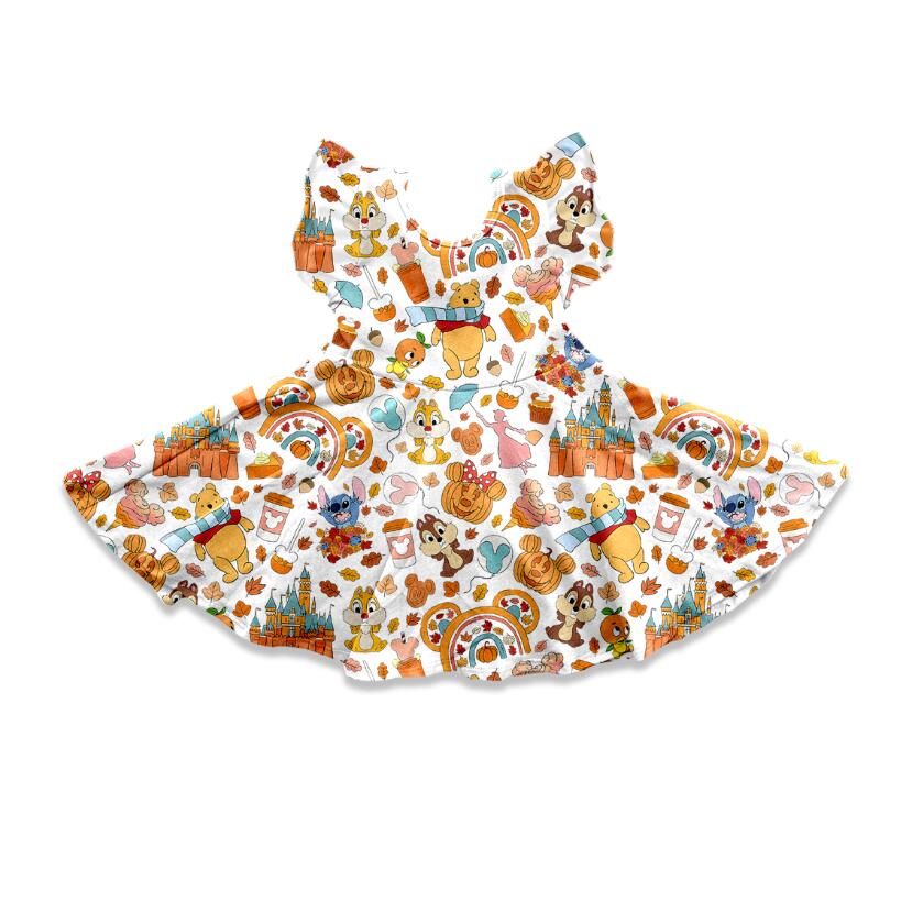 Baby girls Halloween bear twirl knee length dresses