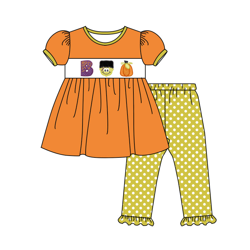 Baby Girls halloween Boo ruffle pants sets