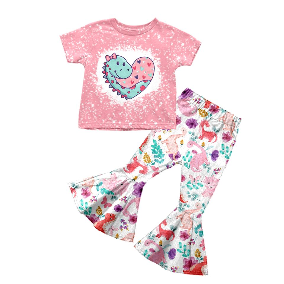 Baby Girls Dinosaur Valentines bell pants sets